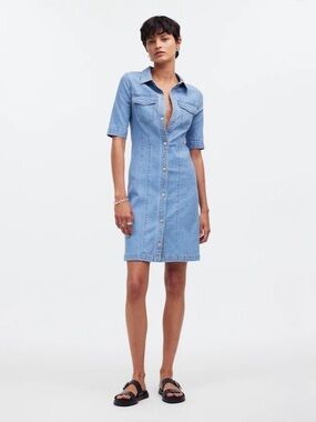 Madewell Light Blue Denim Button-Front Mini Dress